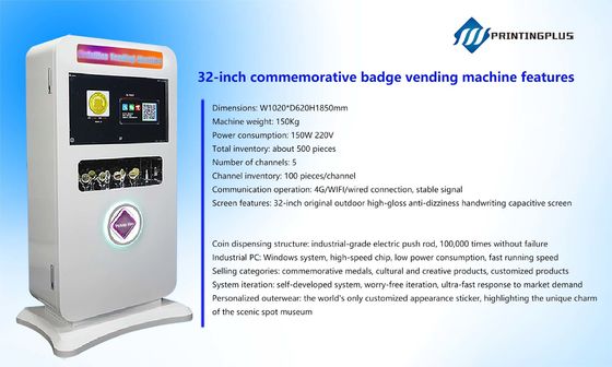 100 stuks / kanaal 220V Volts Volledig automatische herdenkingsbadge verkoopmachine